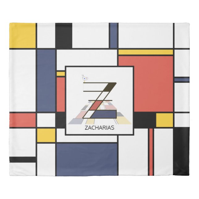 Fancy Neoplasticism Art Monogram. Letter Z Duvet Cover (Front)