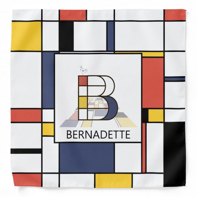 Fancy Neoplasticism Style Monogram. Letter B Bandana (Front)