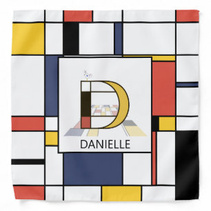Fancy Neoplasticism Style Monogram. Letter D Bandana