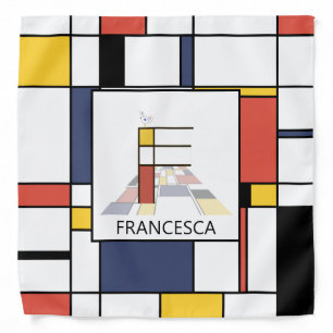 Fancy Neoplasticism Style Monogram. Letter F Bandana