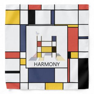 Fancy Neoplasticism Style Monogram. Letter H Bandana