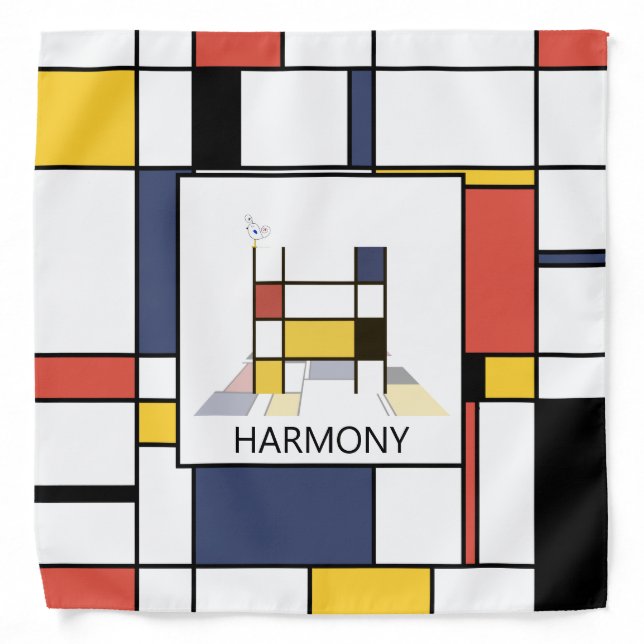 Fancy Neoplasticism Style Monogram. Letter H Bandana (Front)