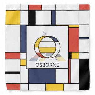 Fancy Neoplasticism Style Monogram. Letter O Bandana