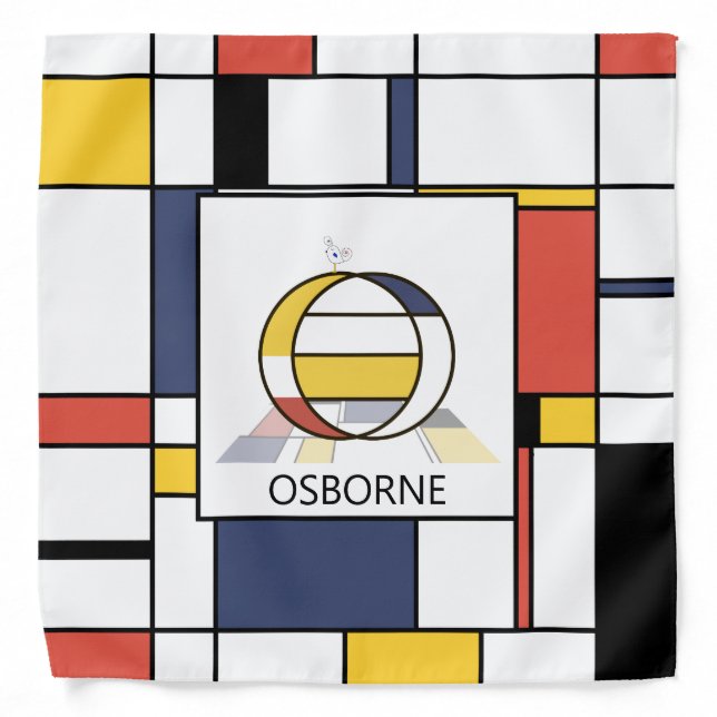 Fancy Neoplasticism Style Monogram. Letter O Bandana (Front)