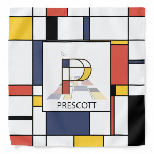 Fancy Neoplasticism Style Monogram. Letter P Bandana