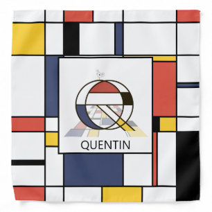 Fancy Neoplasticism Style Monogram. Letter Q Bandana