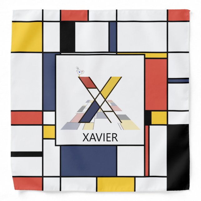 Fancy Neoplasticism Style Monogram. Letter X Bandana (Front)