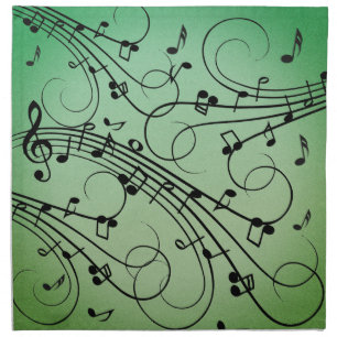 Fancy Notes Green Music Design Cloth Napkin