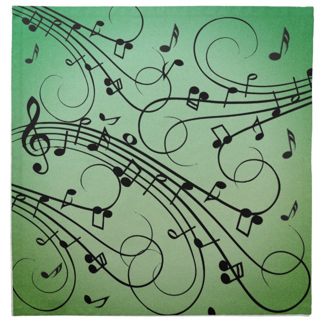 Fancy Notes Green Music Design Cloth Napkin (Front)