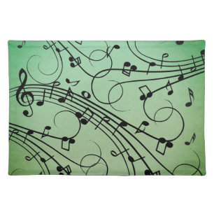 Fancy Notes Green Music Design Cloth Placemat