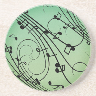 Fancy Notes Green Music Design Coaster