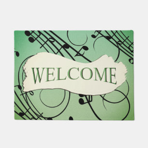 Fancy Notes Green Music Design Doormat