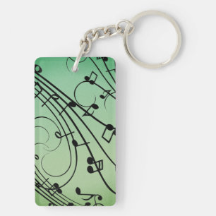 Fancy Notes Green Music Design Keychain
