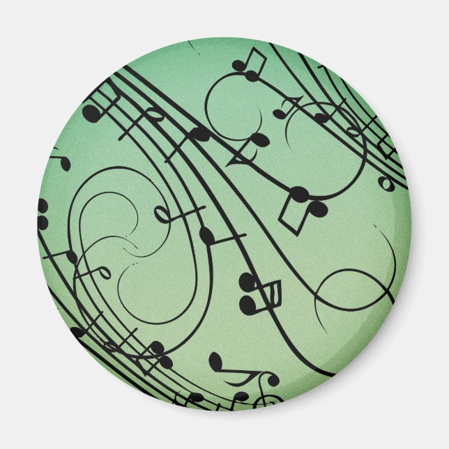 Fancy Notes Green Music Design Magnet (Front)