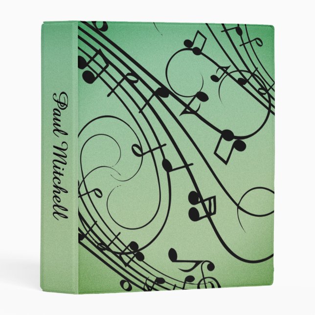 Fancy Notes Green Music Design Mini Binder (Front/Spine)