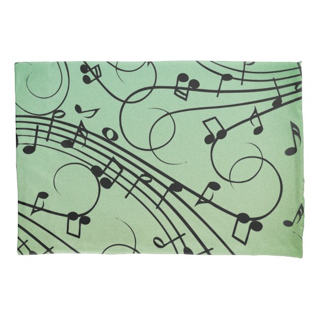 Fancy Notes Green Music Design Pillow Case (Front)