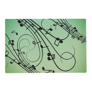 Fancy Notes Green Music Design Placemat