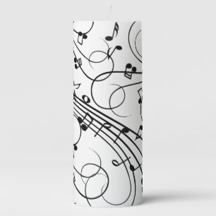 Fancy Notes Music Design Pillar Candle