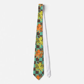 Fancy Octopus Checkered Pattern Tie