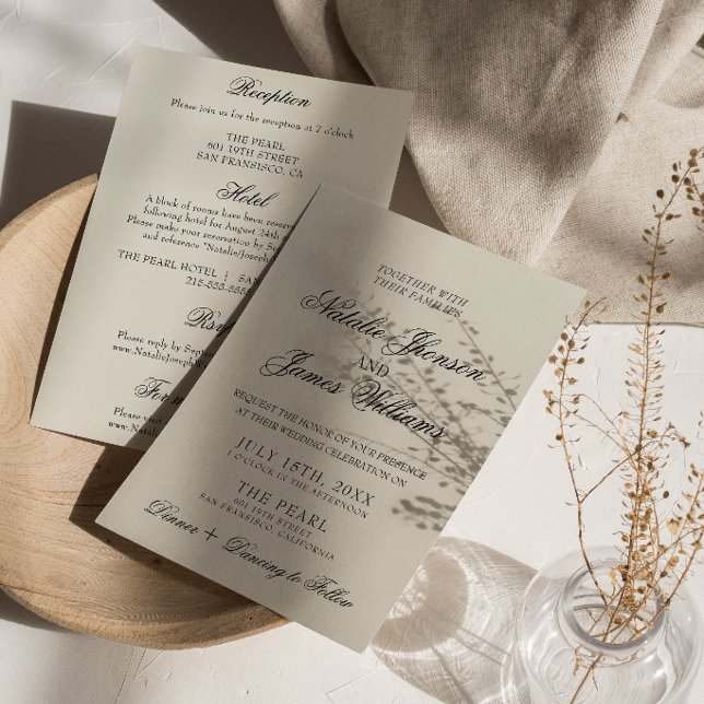 Fancy Old Money Whimsical Retro All In One Wedding Invitation (Creator Uploaded)