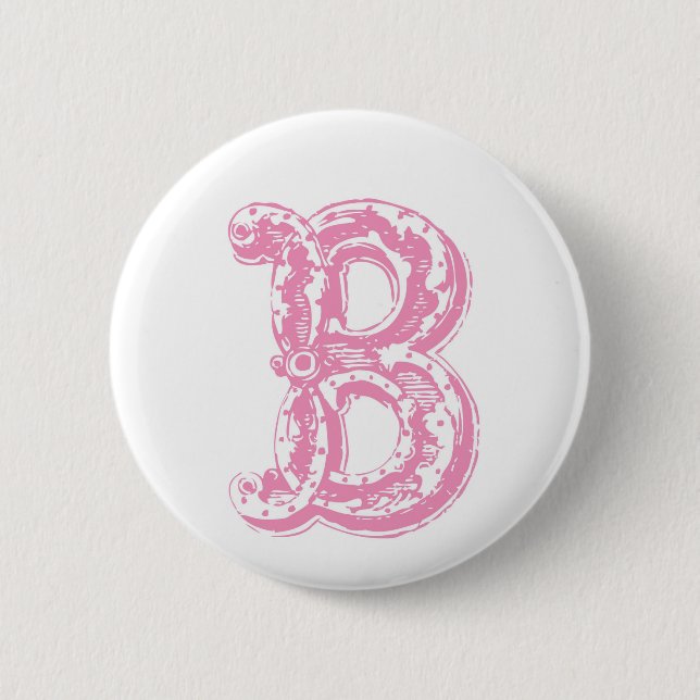 Fancy Old Style Font Monogram Letter B Button (Front)