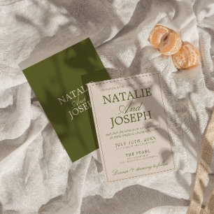 Fancy Olive Green Old Money Retro Luxury Wedding Invitation