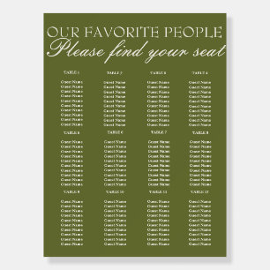 Fancy Olive Green Old Money Wedding Seating Charts Foam Board