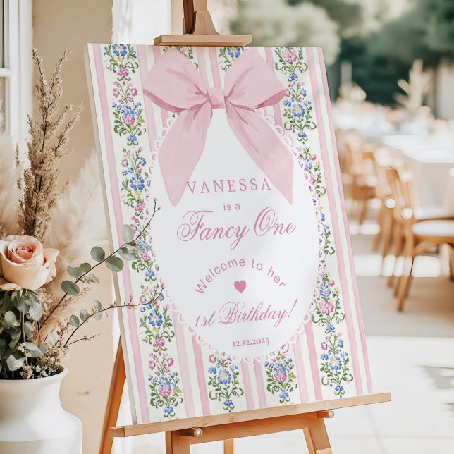 Fancy One Blush pink Bow Coquette Birthday Welcome Foam Board (Creator Uploaded)