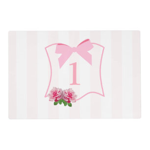 Fancy One Bow Floral 1st Birthday Placemat