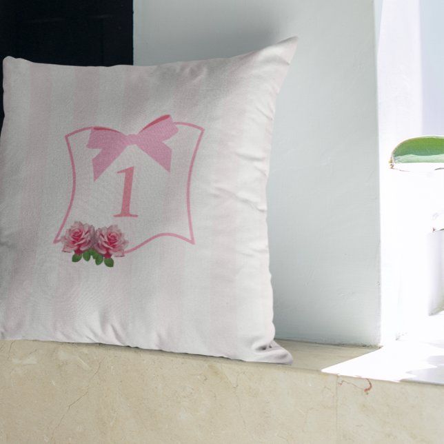 Fancy One Bow Floral Throw Pillow (Creator Uploaded)