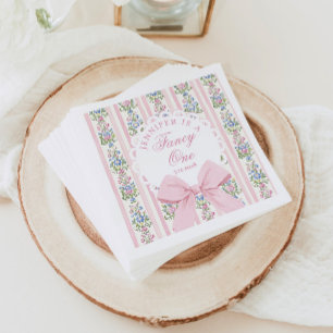 Fancy One Coquette Bow 1st Birthday Napkins
