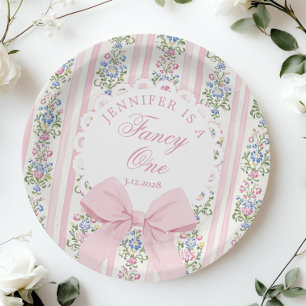 Fancy One Coquette Bow 1st Birthday Paper Plates