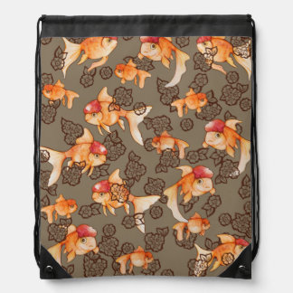 Fancy Oranda Goldfish Drawstring Bag