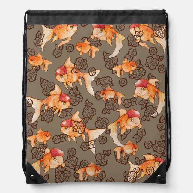 Fancy Oranda Goldfish  Drawstring Bag (Front)