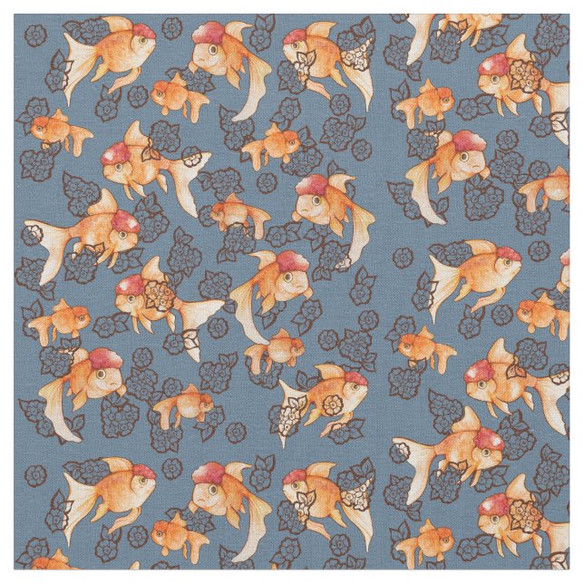 Fancy Oranda Goldfish Fabric (Close Up)