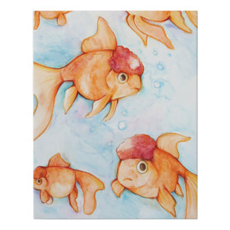 Fancy Oranda Goldfish Faux Canvas Print