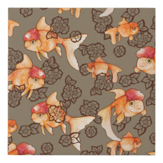 Fancy Oranda Goldfish Faux Canvas Print