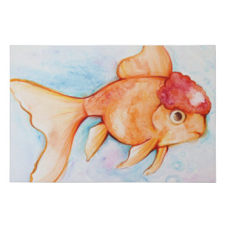 Fancy Oranda Goldfish Faux Canvas Print