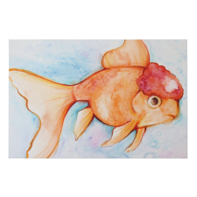 Fancy Oranda Goldfish Faux Canvas Print (Front)