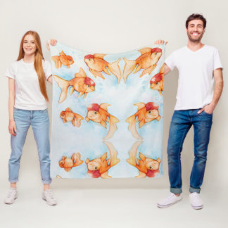 Fancy Oranda Goldfish Fleece Blanket