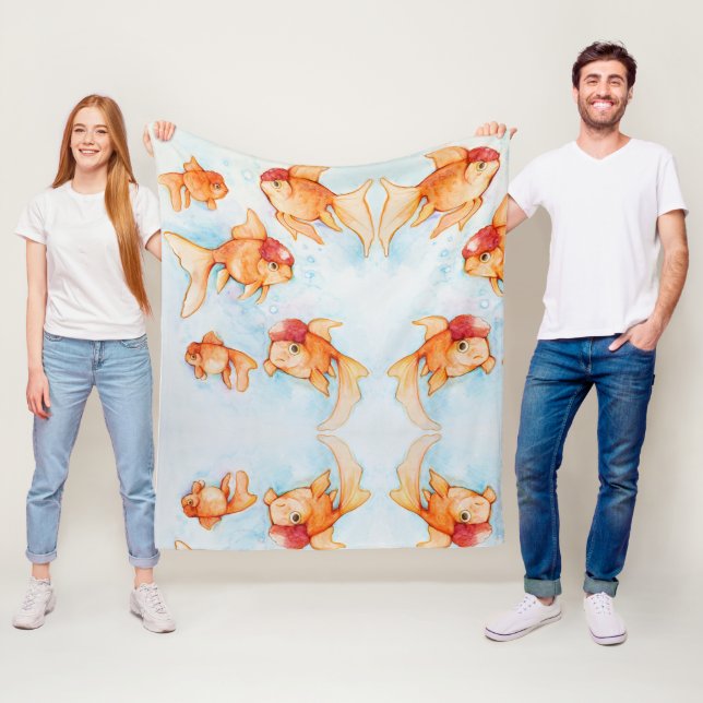 Fancy Oranda Goldfish Fleece Blanket (In Situ)