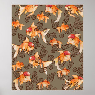 Fancy Oranda Goldfish Poster