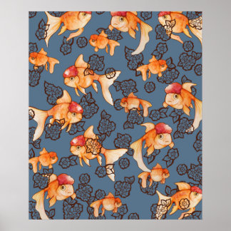 Fancy Oranda Goldfish Poster