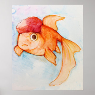 Fancy Oranda Goldfish Poster