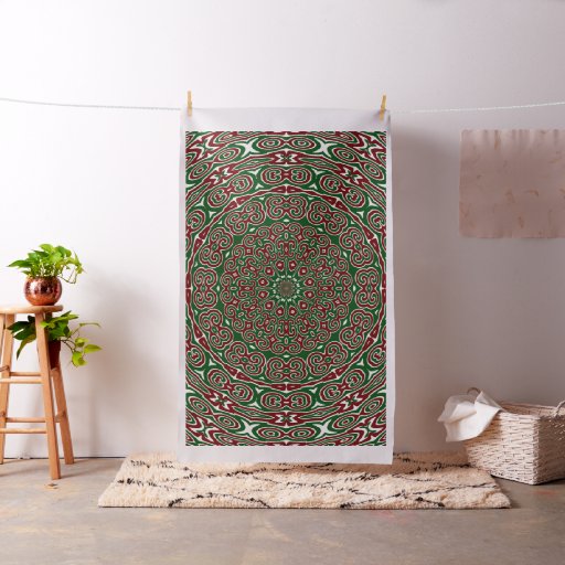Fancy Ornate Maximalist Groovy Christmas Mandala Fabric
