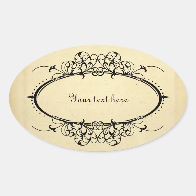 Fancy Oval Vintage Frame Customizable Oval Sticker (Front)