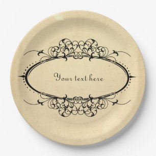 Fancy Oval Vintage Frame Customizable Paper Plates