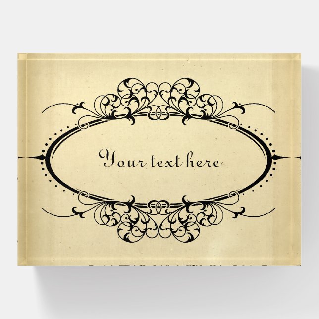 Fancy Oval Vintage Frame Customizable Paperweight (Front)