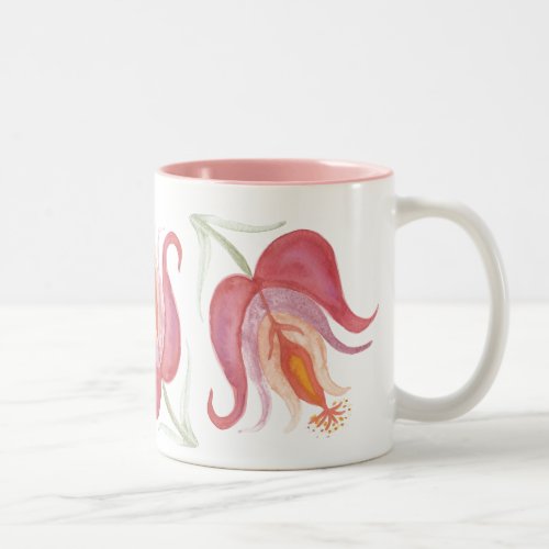 Fancy painted tulip mug