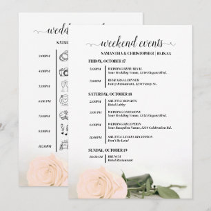 Fancy Pale Peach Rose Wedding Events & Timeline Program
